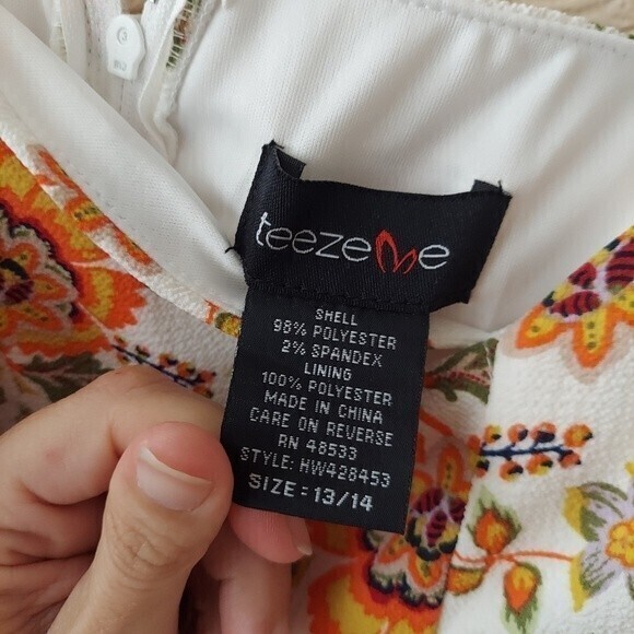 TEEZE ME Womens Ivory Tie Spaghetti Strap Short Fit + Flare Dress NWT 13/14 - Picture 5 of 11